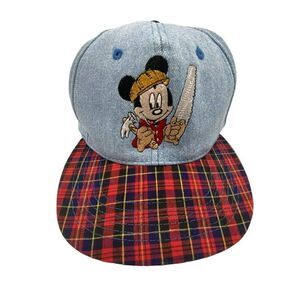 Mickey Unlimited Youth Mickey Mouse Adjustable Cap Denim Plaid Bill‎